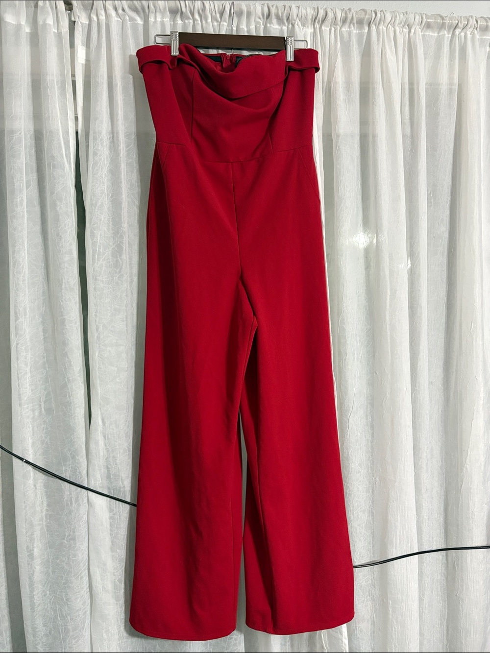 Strapless Wide-Leg Jumpsuit in Red